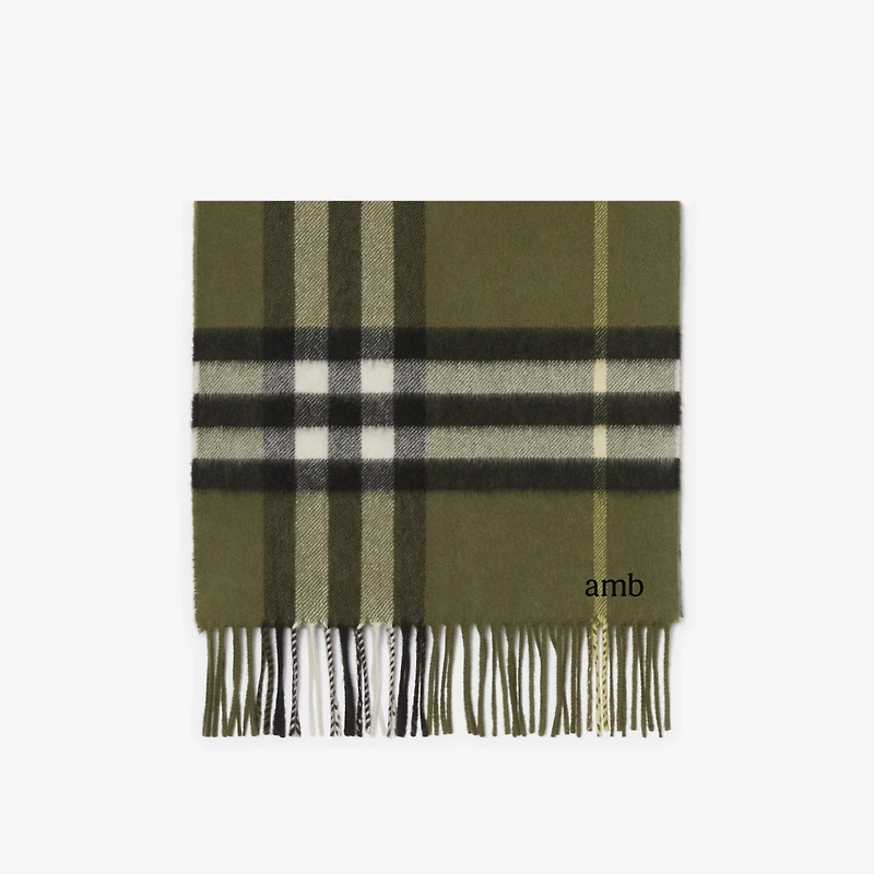 Check Cashmere Scarf in Pea | Burberry® Official