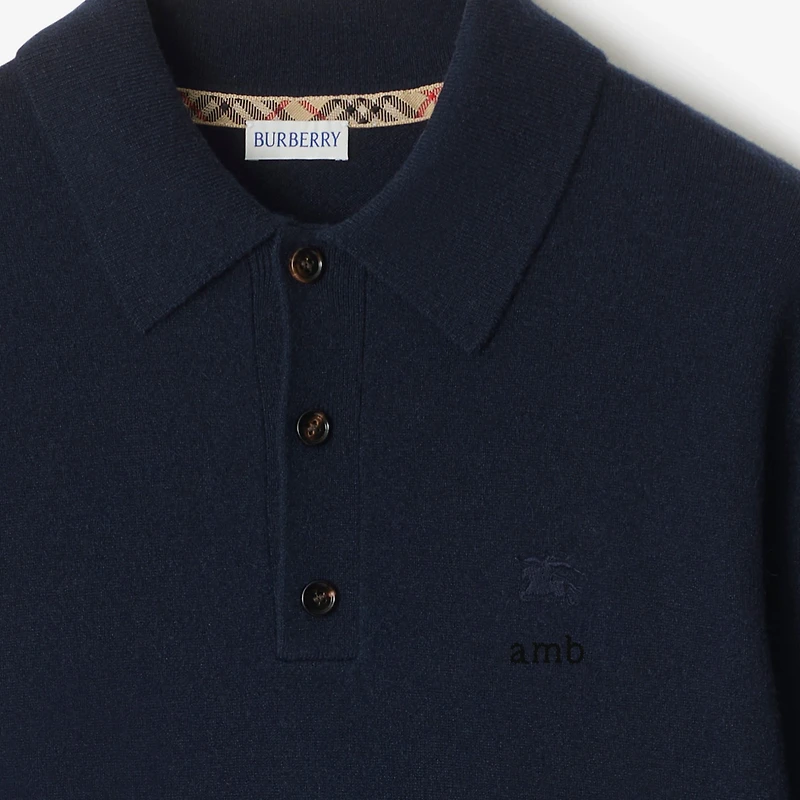 Long-sleeve Cashmere Blend Polo Shirt in Navy - Men | Burberry® Official