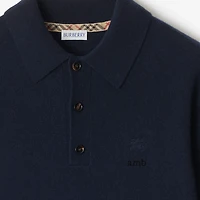 Long-sleeve Cashmere Blend Polo Shirt in Navy - Men | Burberry® Official