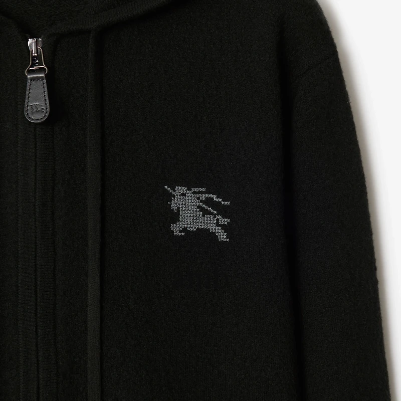 Wool Zip Hoodie in Black - Men, Cashmere | Burberry® Official