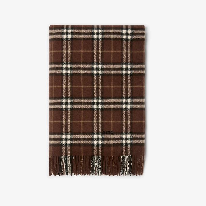 Check Cashmere Blanket in Treacle brown | Burberry® Official