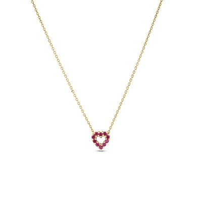DIA RUBY REVERSIBLE HEART NECKLACE