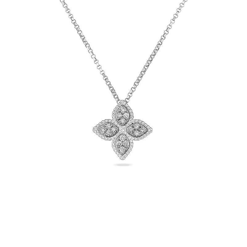 GOLD PRINCESS FLOWER MEDIUM DIAMOND NECKLACE