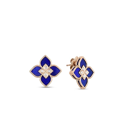 VENETIAN PRINCESS SMALL LAPIS & DIAMOND EARRINGS