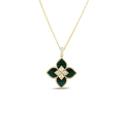 VENETIAN PRINCESS SMALL MALACHITE & DIAMOND NECKLACE