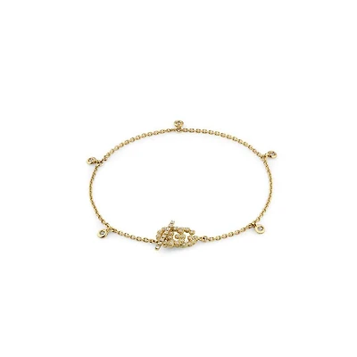 GG Running Wide Bracelet in 18kt Yellow Gold with Diamonds