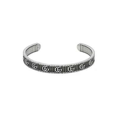GG Marmont Aged Double G Bracelet in Sterling Silver