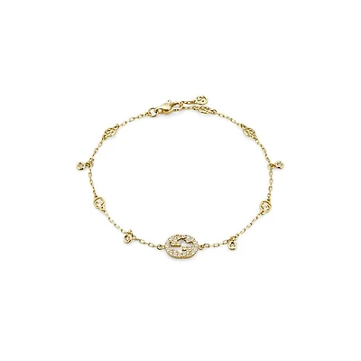 Interlocking G Bracelet in 18kt Yellow Gold with Diamonds