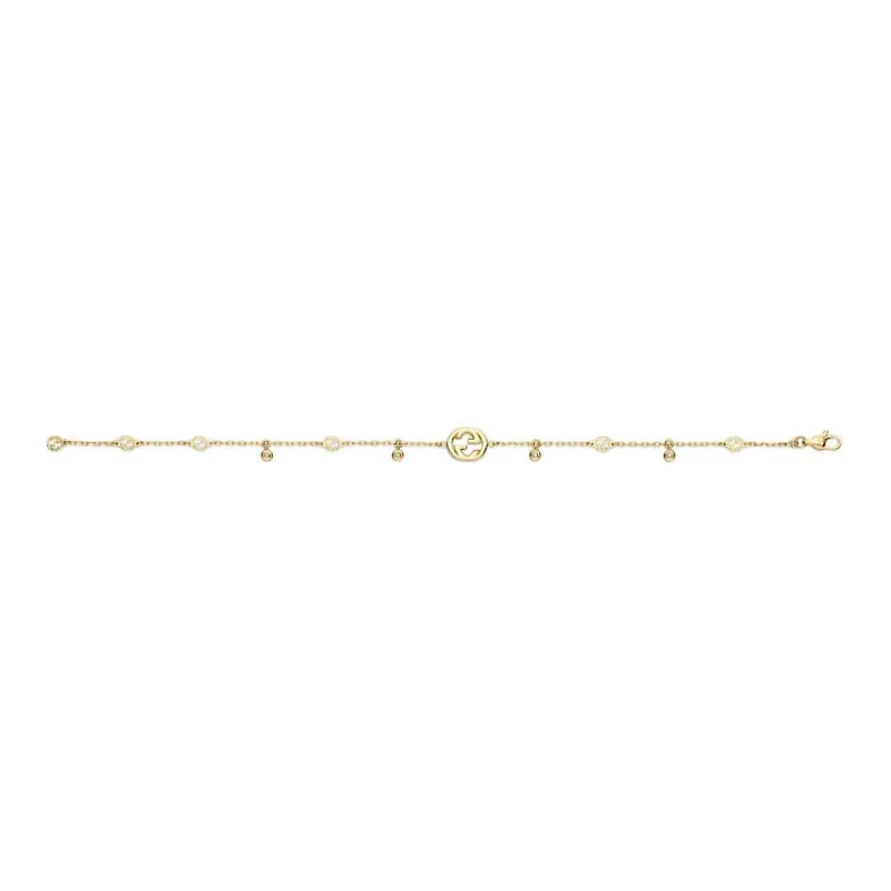 Interlocking G Bracelet in 18kt Yellow Gold with Diamonds