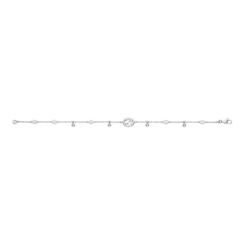 Interlocking G Bracelet in 18kt White Gold with Diamonds