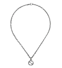 Interlocking G Aged Pendant Necklace in Sterling Silver
