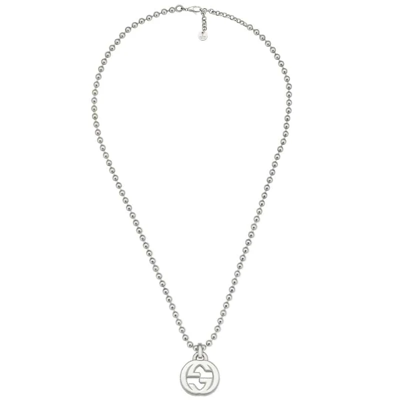 Interlocking G Short Pendant Necklace in Sterling Silver