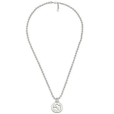 Interlocking G Short Pendant Necklace in Sterling Silver