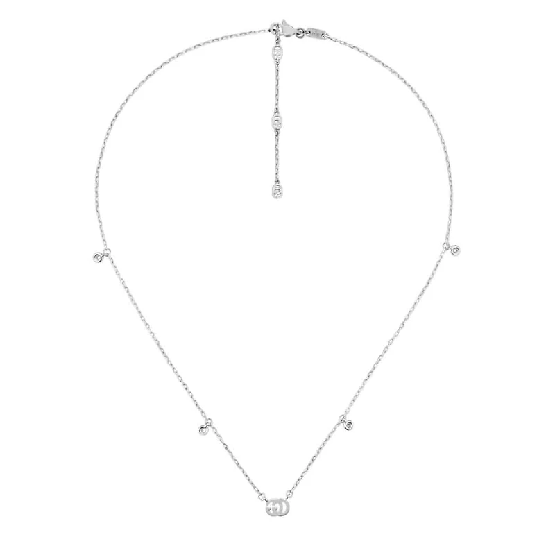 GG Running Necklace in 18kt White Gold with Diamonds