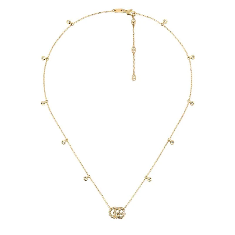 GG Running Necklace in 18kt Yellow Gold with Diamonds