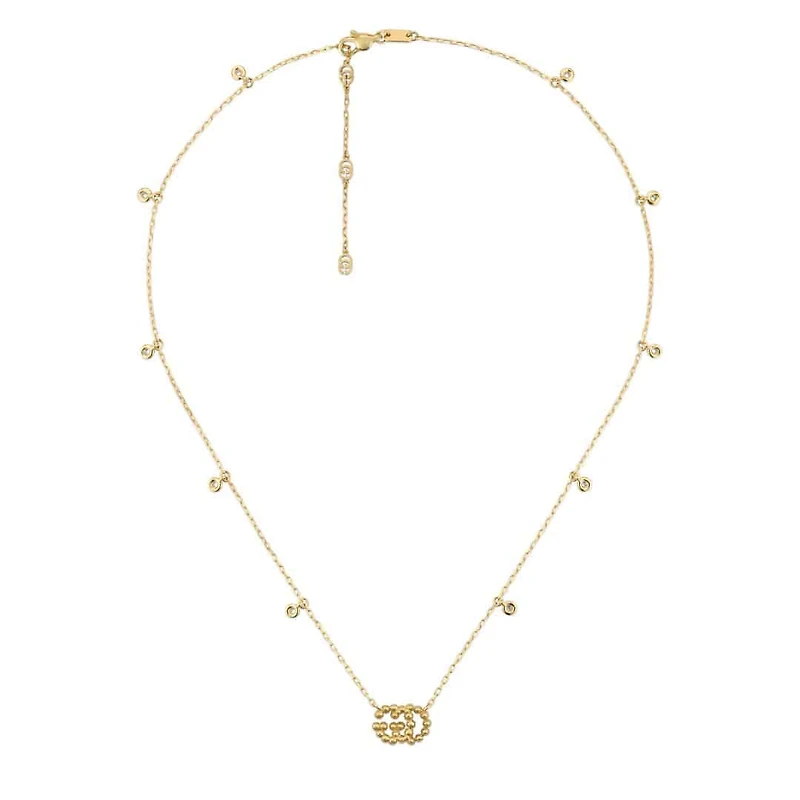 GG Running Necklace in 18kt Yellow Gold with Diamonds