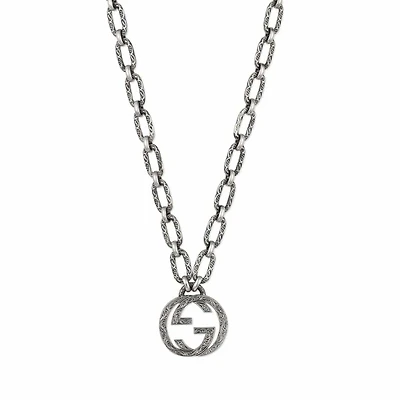 Interlocking G Large Pendant Necklace in Sterling Silver