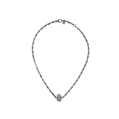 G Cube Necklace in Sterling Silver with Synthetic Stones
