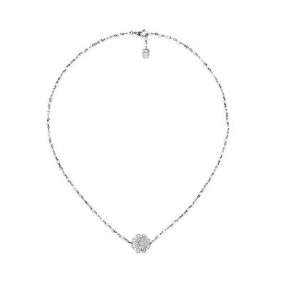 Flora Necklace in 18kt White Gold with Pearls and Diamonds