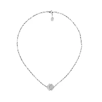 Flora Necklace in 18kt White Gold with Pearls and Diamonds
