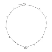 Interlocking G Necklace in 18kt White Gold with Diamonds