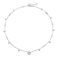 Interlocking G Necklace in 18kt White Gold with Diamonds