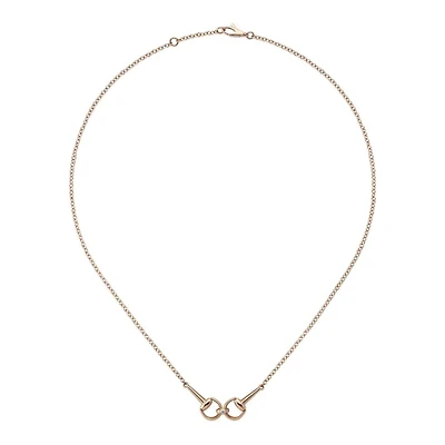 Horsebit Necklace in 18kt Pink Gold with Diamonds