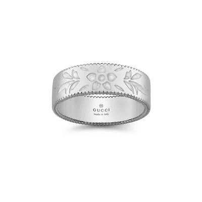 Icon Blooms Band in 18kt White Gold with Enamel