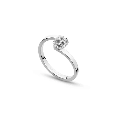 GG Running Wide Ring in 18kt White Gold with Diamonds