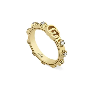 GG Running Thin Ring in 18kt Yellow Gold with Diamonds