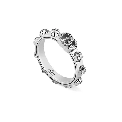 GG Running Thin Ring in 18kt White Gold with Diamonds