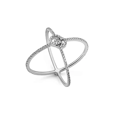 GG Running Band Ring in 18kt White Gold with Diamonds