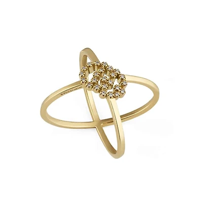 GG Running Wide Ring in 18kt Yellow Gold with Diamonds