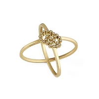 GG Running Wide Ring in 18kt Yellow Gold with Diamonds