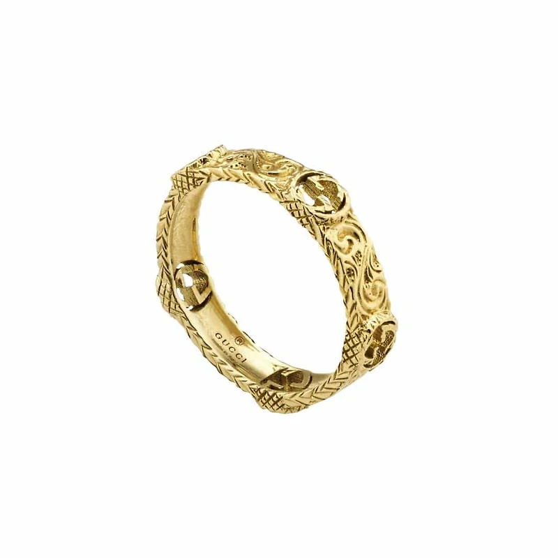 Interlocking G Wide Ring in 18kt Yellow Gold