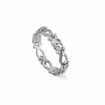 Flora Small Ring in 18kt White Gold with Diamonds