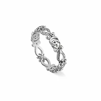 Flora Small Ring in 18kt White Gold with Diamonds