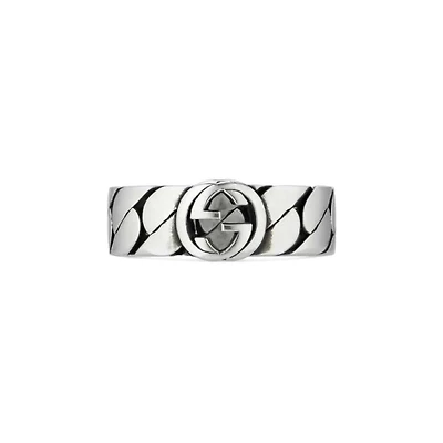Interlocking G Small Ring in Sterling Silver
