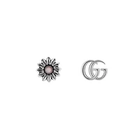 GG Marmont Flower Earrings in Sterling Silver with Mother of Pearl