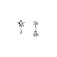 Flora Large Earrings in 18kt White Gold with Pearls and Diamonds