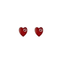 Gucci Heart Earrings in Sterling Silver with Enamel