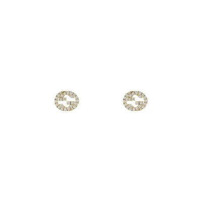 Interlocking G Earrings in 18kt Yellow Gold with Diamonds