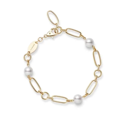 M Code Akoya Cultured Pearl Bracelet in 18K Yellow Gold