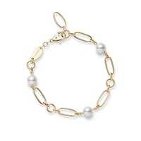 M Code Akoya Cultured Pearl Bracelet in 18K Yellow Gold