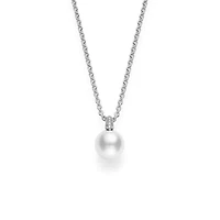 Akoya Cultured Pearl and Pavé Diamond Pendant
