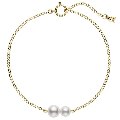 Akoya Cultured Pearl Station Bracelet in 18K Yellow Gold