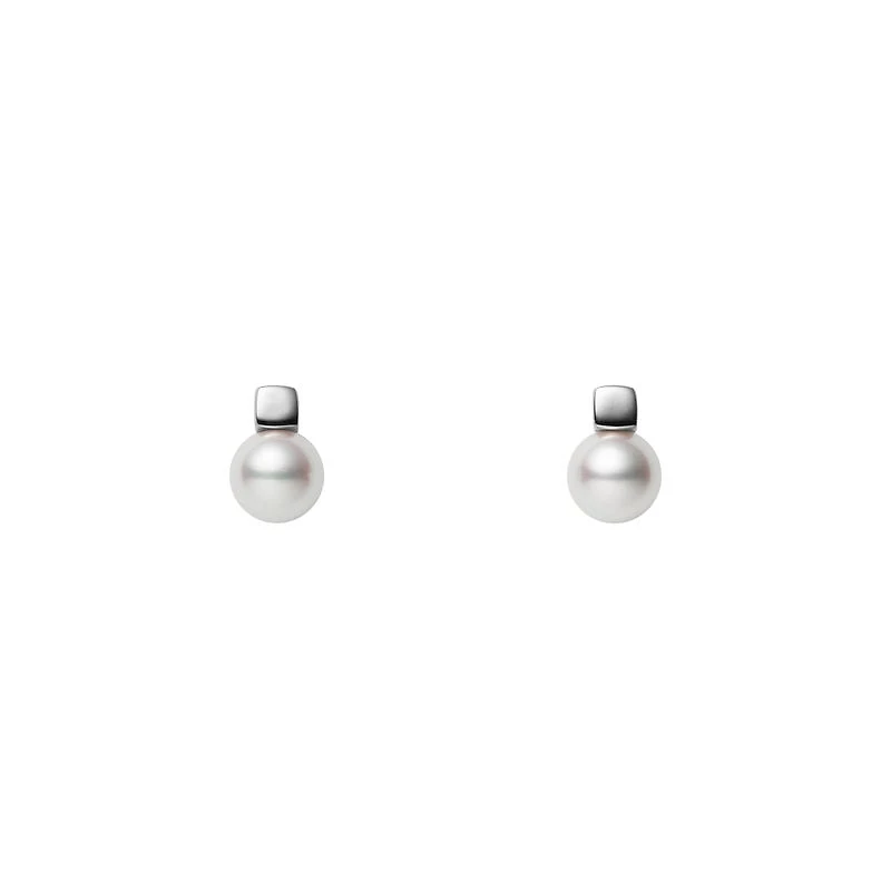 Akoya Cultured Pearl Earrings in 18K White Gold
