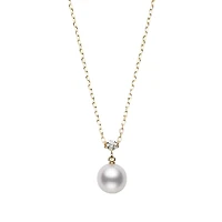 Akoya Cultured Pearl and Diamond Pendant in 18K Yellow Gold