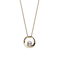 Akoya Cultured Pearl Circle Pendant in 18K Yellow Gold