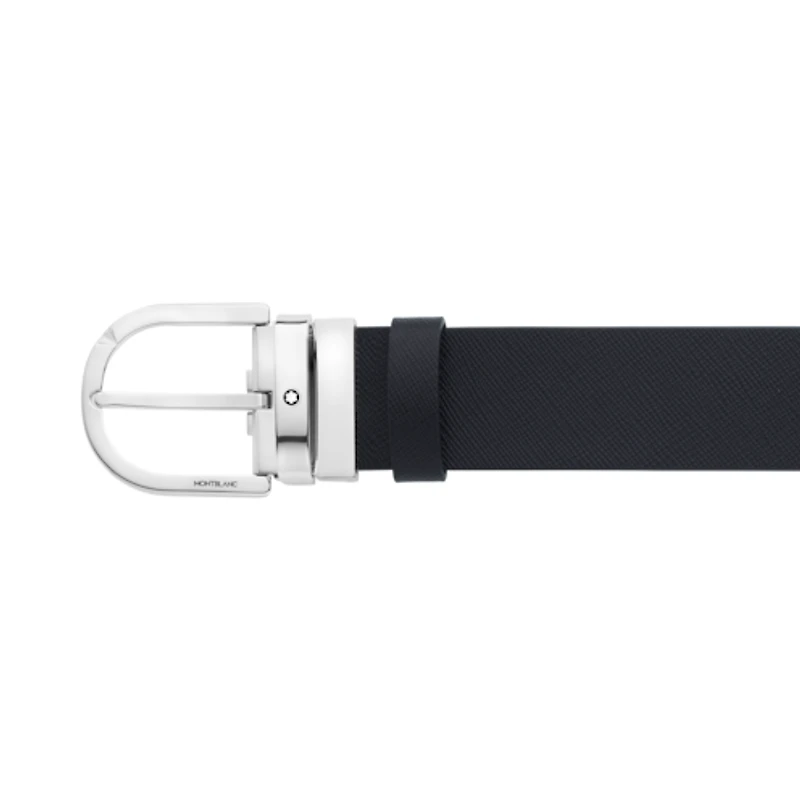 Horseshoe buckle printed black/mosto 35 mm reversible leather belt